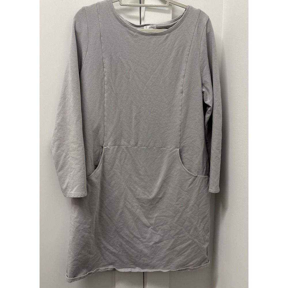 Pure Jill Pima Cotton Blend Dress Size XL Light Gray Pocket Pullover Minimalist